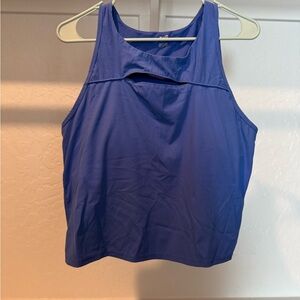 Blue long lined Avia bra with key hole